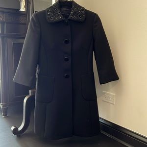 Banana republic beaded collar 3/4 sleeve light wool coat size xs